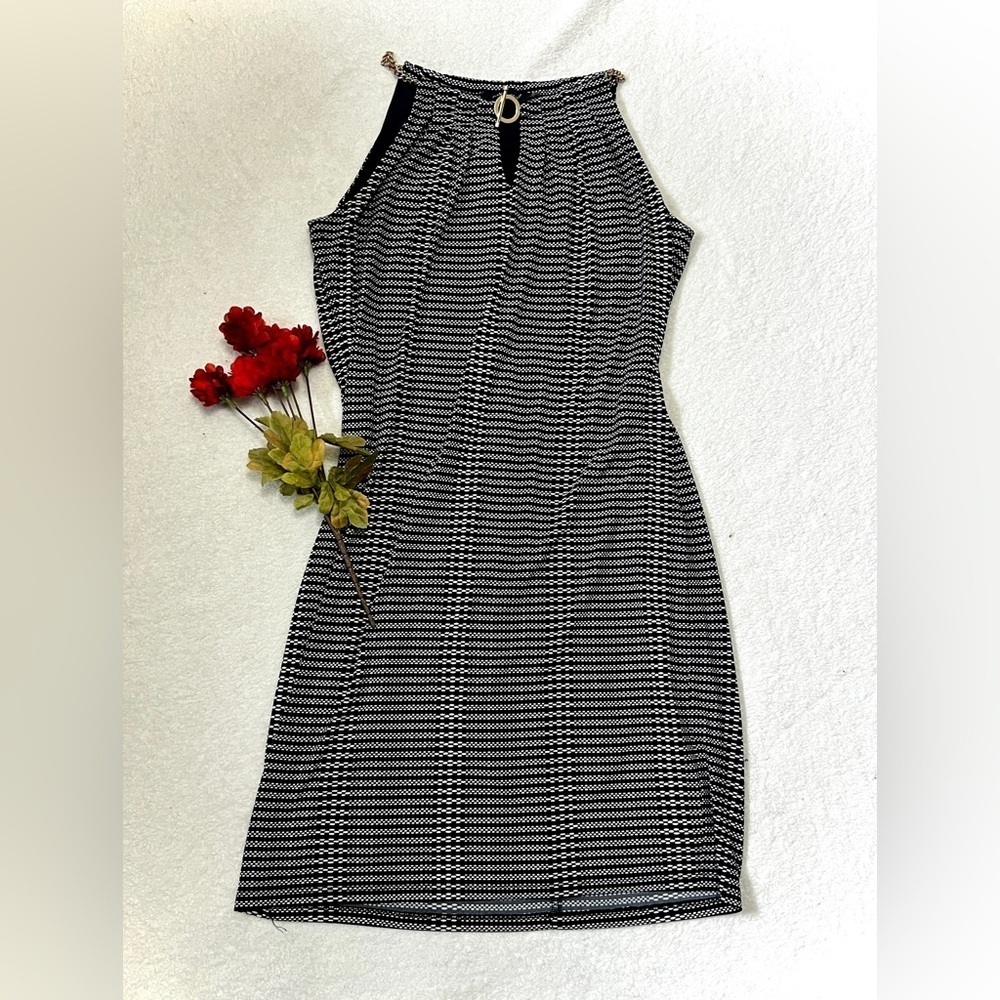 Ivanka Trump Gold Chain Halter Shift Mini Dress - Medium